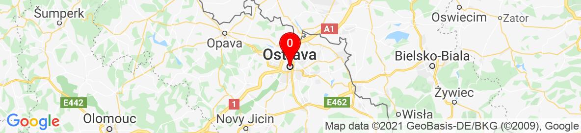Map of Ostrava, Ostrava-město, Moravskoslezský kraj, Česko. Weitere detaillierte Karte ist nur für registrierte Benutzer. Bitte registrieren oder einloggen.